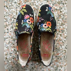 Rifle Paper Co. Triple Decker Keds slip ons in Lively Floral